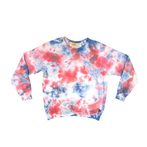 Aviator Nation Sweatshirt Unisex Red Blue Hand Tie Dye Fleece Pullover - Picture 2 of 7